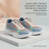 AuraStride Chic Pastel Women’s Chunky Sneakers — Multi-Tone Casual & Athletic Footwear