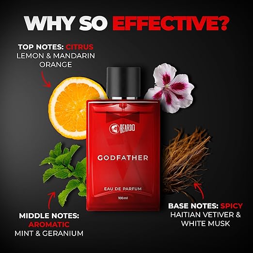 BEARDO Godfather Perfume For Men, 100Ml | Aromatic, Spicy Perfume For Men Long Lasting Perfume For Date Night Fragrance | Body Spray For Men | Valentines Day Gift For Husband | Boyfriend