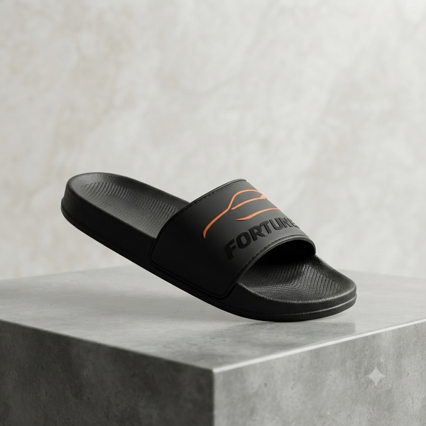 UrbanFlex Premium Black Comfort Slides with Sporty Orange Accent For Men and Women