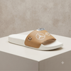 Premium White & Tan Motorsport Slide Sandals with AMG Petronas Branding