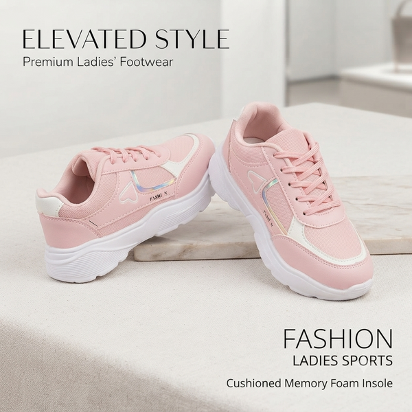 Fashion-Forward Everyday Comfort Sneakers - Soft Pink Edition