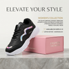 Trendy Women’s Casual Lace-Up Sneakers - Black & Holographic Accent