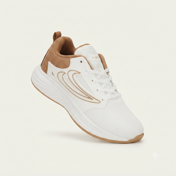 Premium White & Tan Casual Sports Sneakers