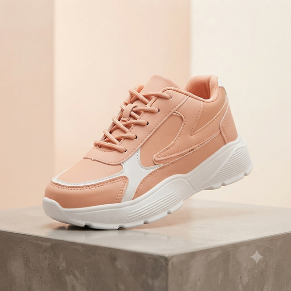 Elegant Peach & White Chunky Fashion Sneakers for Women