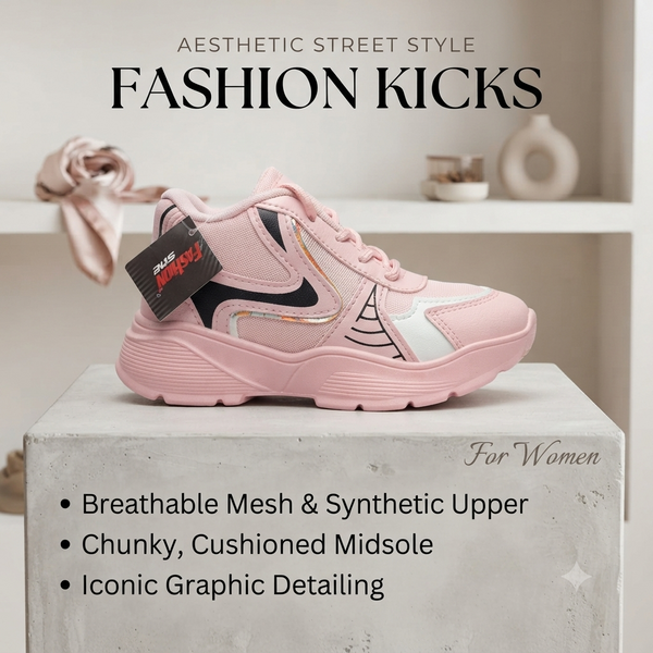 Trendy Blush Pink Active-Lifestyle Sneakers for Women