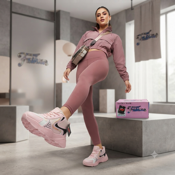 Trendy Blush Pink Active-Lifestyle Sneakers for Women