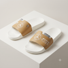 Premium White & Tan Motorsport Slide Sandals with AMG Petronas Branding