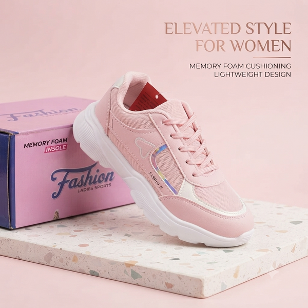 Fashion-Forward Everyday Comfort Sneakers - Soft Pink Edition