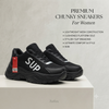 Trendy Black Chunky Fashion Sneakers for Women | Lightweight Everyday Casual Footwear