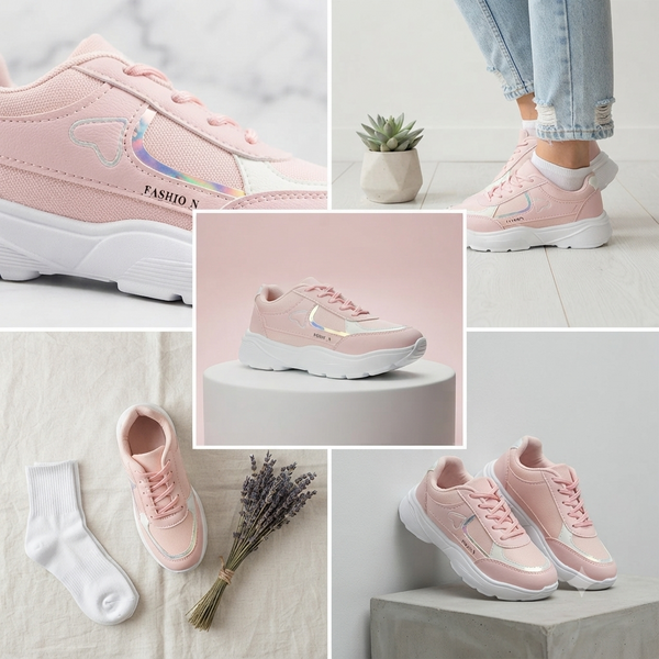 Fashion-Forward Everyday Comfort Sneakers - Soft Pink Edition
