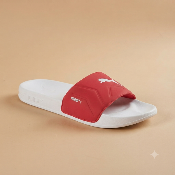 Premium Sport Slide Sandals – White & Bold Red Unisex Comfort Slippers