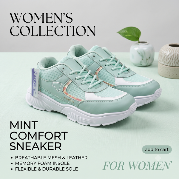 Women's Mint Green Ultra-Light Sports Sneakers | Memory Foam Comfort Running Shoes