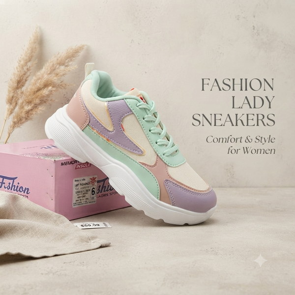 Pastel Dreams: Lightweight Women’s Memory Foam Sports Sneakers