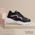 Trendy Women’s Casual Lace-Up Sneakers - Black & Holographic Accent