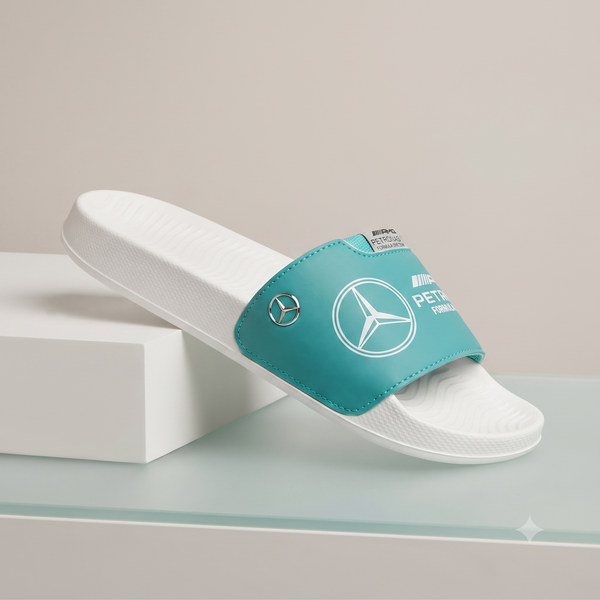 Mercedes-AMG Petronas F1 Motorsport White & Teal Casual Comfort Sliders