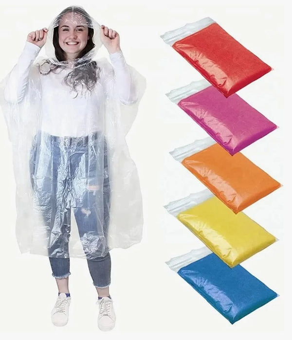 Disposable Rain Card Poncho pack | Pocket Size Waterproof Emergency Raincoat for Men & Women | Lightweight Travel Rainwear | Reusable 2-3 Times