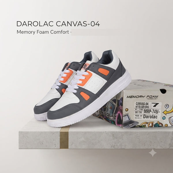 Modern Comfort:Memory Foam Casual Shoes – Grey/White/Orange