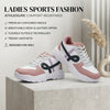 Women Pink Casual Chunky Sneakers | Lightweight Cushion Insole Ladies Outdoor Shoes