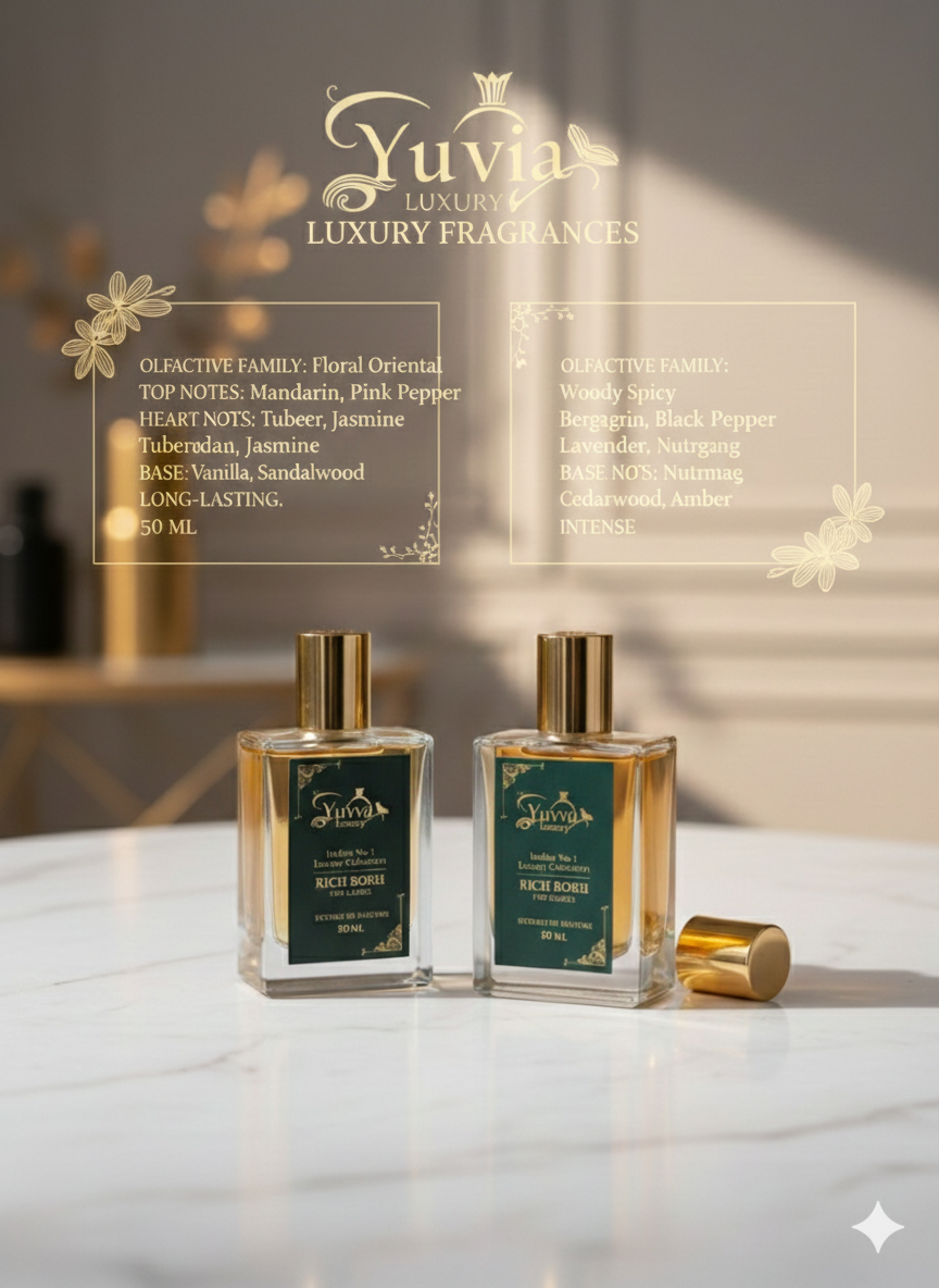 YUVVA LUXURY RICH BORN Long Lasting Perfume | Perfume for UNISEX | EDP 50ML | Pack Of 2