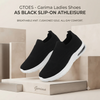 Women's Black Slip-On Comfort Walking Shoes