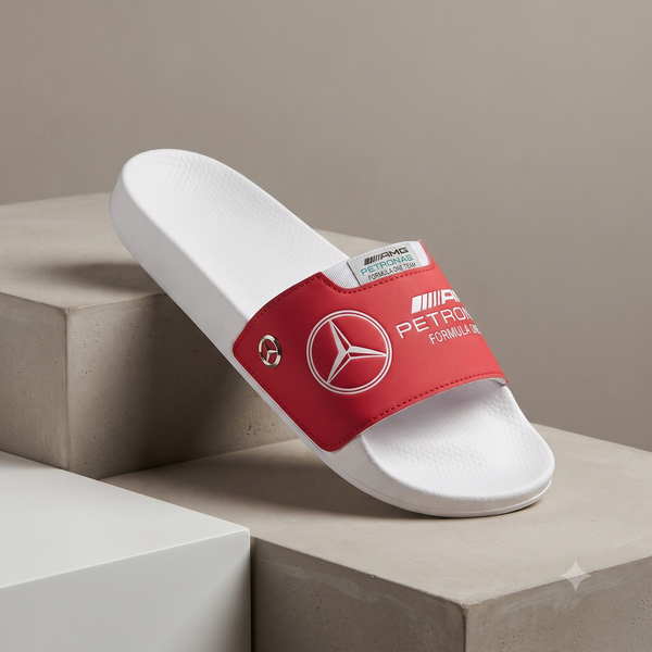 Stylish F1 Racing Edition White & Red Comfort Sliders / Slides