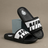 Men’s Black & White Bold Graphic Comfort Sliders – Stylish Casual Slip-On Sandals