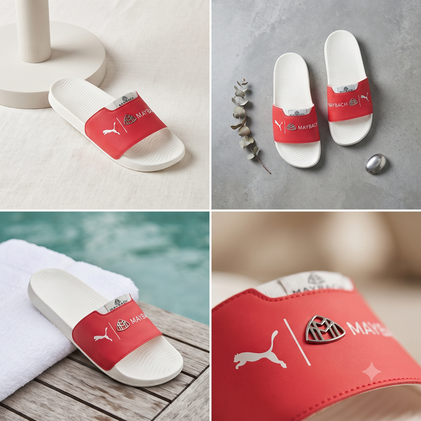 Men’s Designer Dual-Branded Casual Sliders - White/Red Comfort Orthopedic Footwear