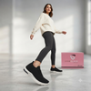 Women's Black Slip-On Comfort Walking Shoes