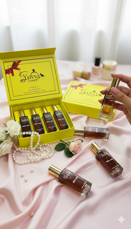 Yuvva Luxury Aqua Love: 4-in-1 Premium EDP Perfume Gift Set for Women | Long-Lasting Fresh, Floral & Woody Fragrances (4 x 20ml)