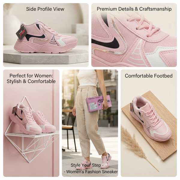 Trendy Blush Pink Active-Lifestyle Sneakers for Women