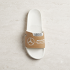 Premium White & Tan Motorsport Slide Sandals with AMG Petronas Branding