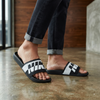 Men’s Black & White Bold Graphic Comfort Sliders – Stylish Casual Slip-On Sandals