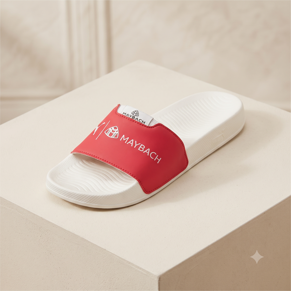 Men’s Designer Dual-Branded Casual Sliders - White/Red Comfort Orthopedic Footwear
