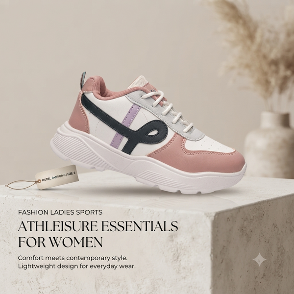 Women Pink Casual Chunky Sneakers | Lightweight Cushion Insole Ladies Outdoor Shoes
