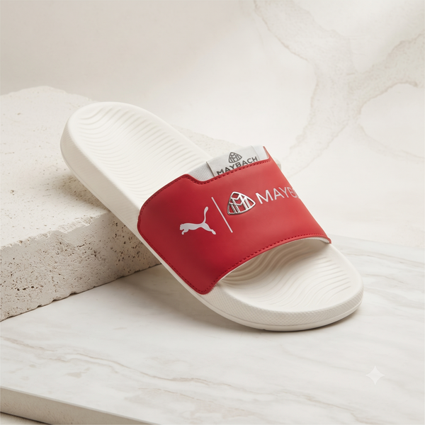 Men’s Designer Dual-Branded Casual Sliders - White/Red Comfort Orthopedic Footwear