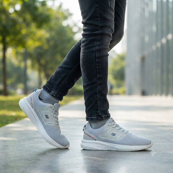 Premium Everyday Comfort: Darolac Memory Foam Sports Shoes - Light Grey