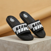 Men’s Black & White Bold Graphic Comfort Sliders – Stylish Casual Slip-On Sandals