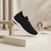 Women's Black Slip-On Comfort Walking Shoes