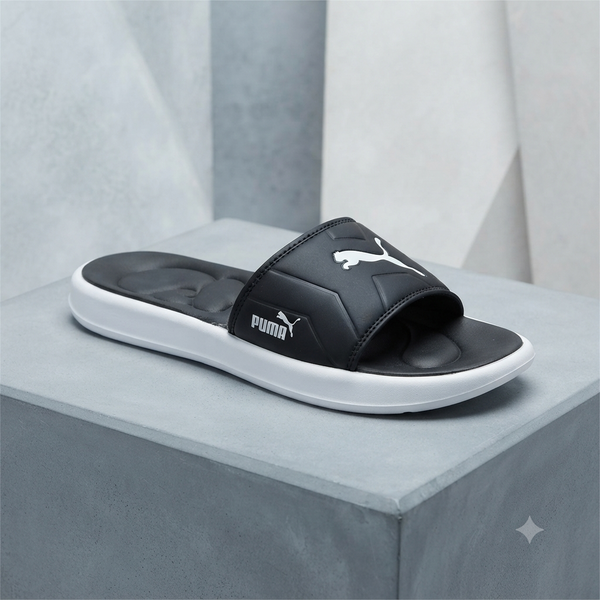 Iconic Athletic Comfort Slides – Black & White