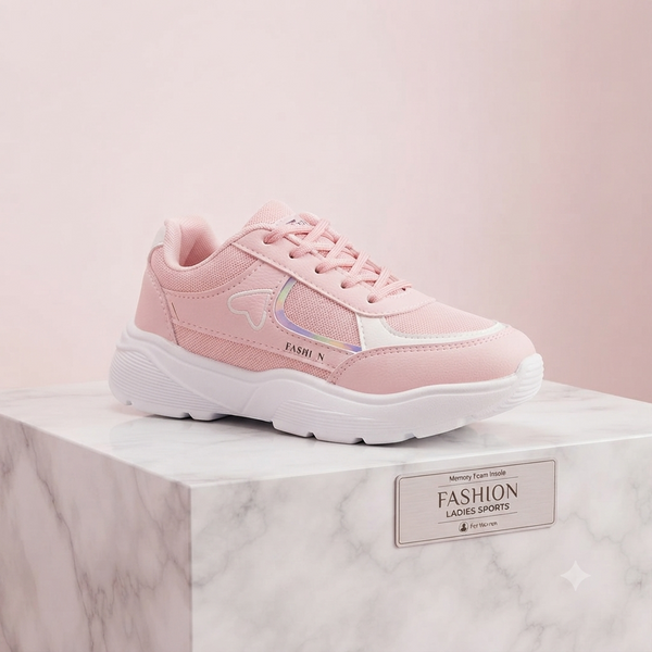 Fashion-Forward Everyday Comfort Sneakers - Soft Pink Edition