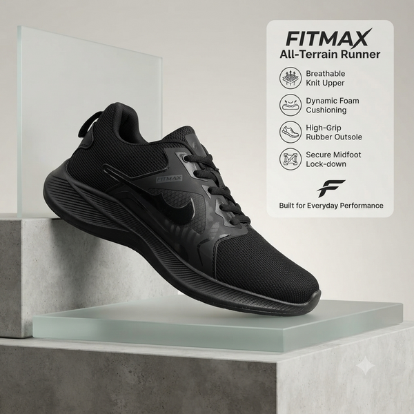 Ultra-Lightweight Sportswear Running Shoes – Sleek Black Design