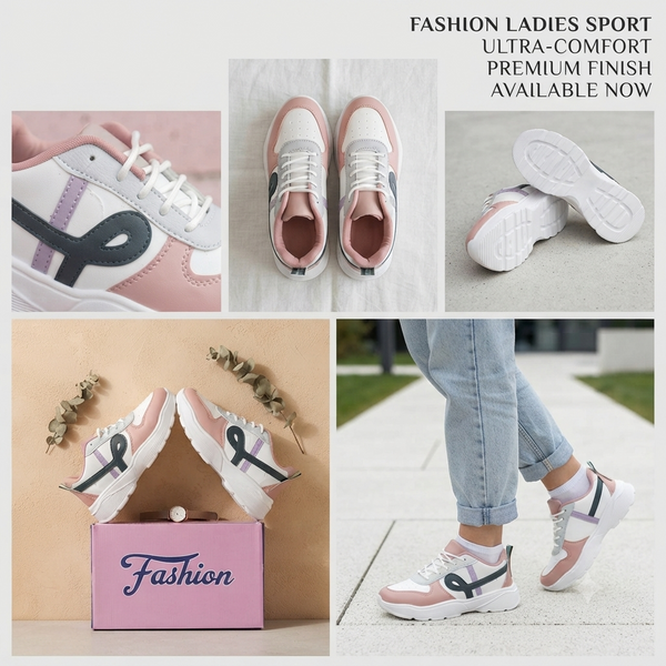 Women Pink Casual Chunky Sneakers | Lightweight Cushion Insole Ladies Outdoor Shoes