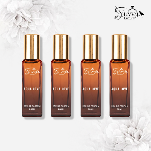 Yuvva Luxury Aqua Love: 4-in-1 Premium EDP Perfume Gift Set for Women | Long-Lasting Fresh, Floral & Woody Fragrances (4 x 20ml)