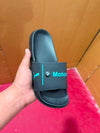Unisex Vibrant Coral Red Embossed Logo Casual Comfort Slides