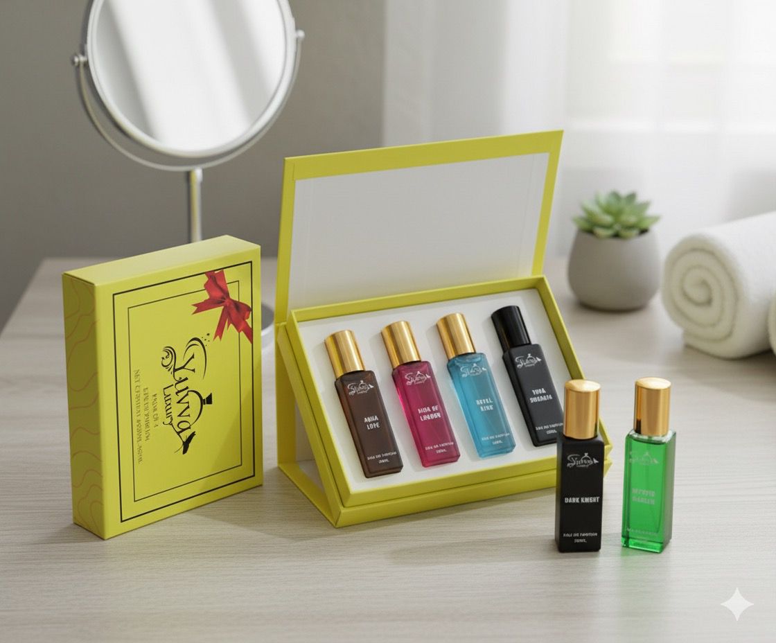 Yuvva Luxury Long Lasting Unisex Perfume Gift Set | 4x20ml Perfume for Man & Woman | Woody, Aquatic, Sweet, Premium Fragrance Scent | ROYAL KING, KING OF LONDON | Gifts for Men and Women 24 HOURS LONG LASTING