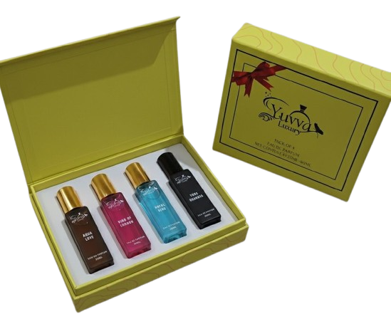 Yuvva Luxury Long Lasting Unisex Perfume Gift Set | 4x20ml Perfume for Man & Woman | Woody, Aquatic, Sweet, Premium Fragrance Scent | ROYAL KING, KING OF LONDON | Gifts for Men and Women 24 HOURS LONG LASTING