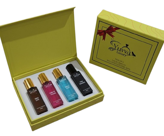 Yuvva Luxury Long Lasting Unisex Perfume Gift Set | 4x20ml Perfume for Man & Woman | Woody, Aquatic, Sweet, Premium Fragrance Scent | ROYAL KING, KING OF LONDON | Gifts for Men and Women 24 HOURS LONG LASTING