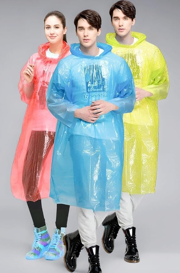 Disposable Rain Card Poncho pack | Pocket Size Waterproof Emergency Raincoat for Men & Women | Lightweight Travel Rainwear | Reusable 2-3 Times